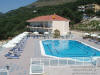 The outside photo of the Hoptel with swimming pool and sea view