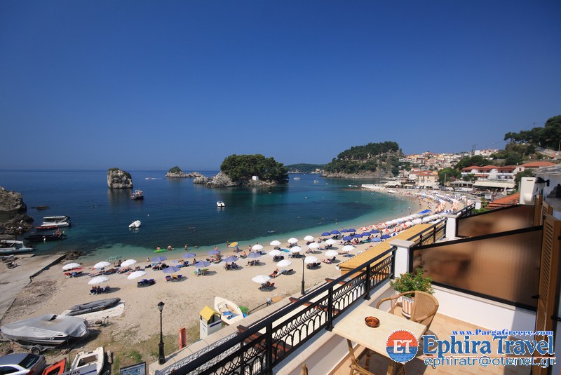 Hotel Villa Koralli,on the beach and few meters from the centre of Parga,in Parga,Greece,the most of the rooms offers Sea view and all rooms and apartments High standards